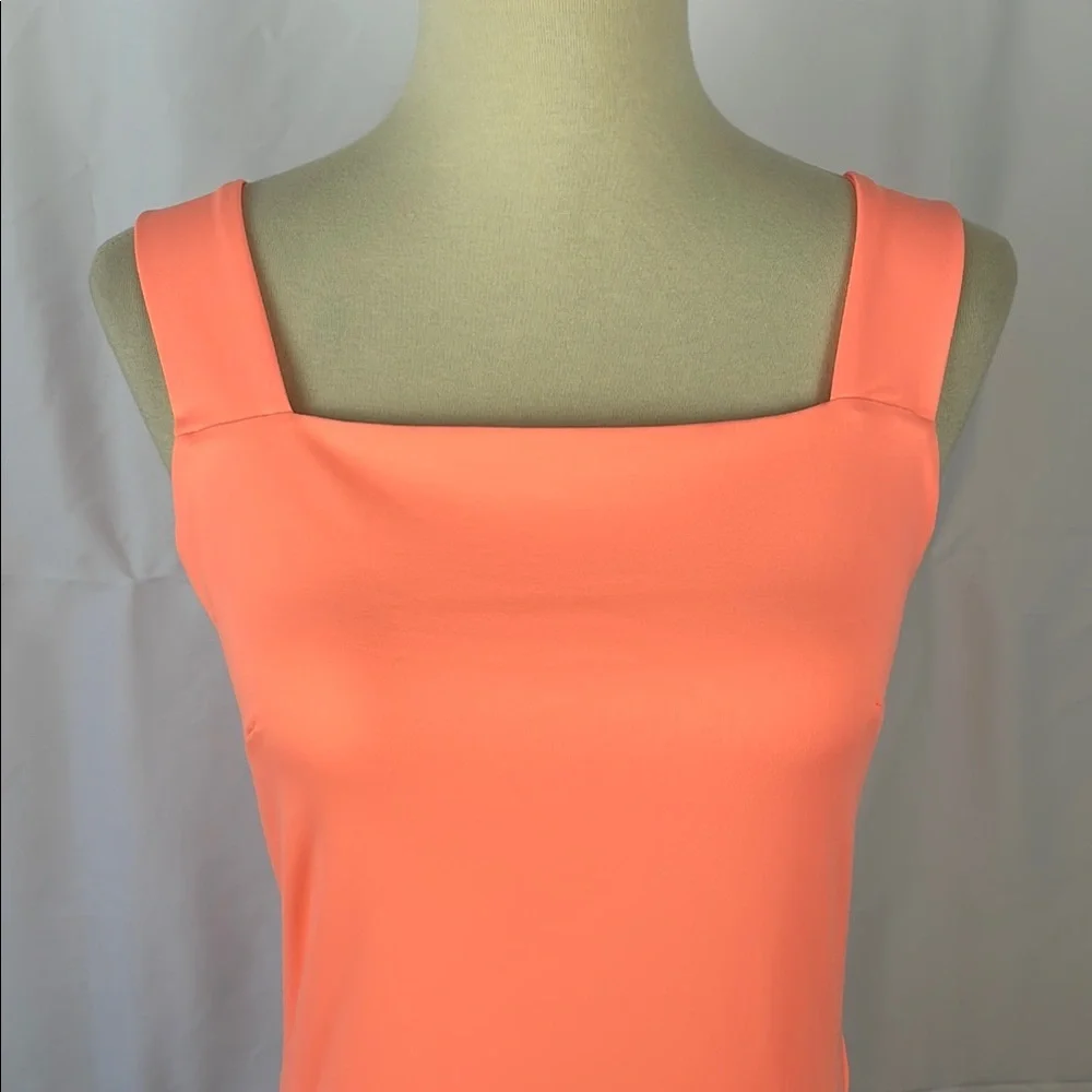 NWT REORIA Coral Orange Square Neck Tank Bodysuit w/Snap Closure - Size Medium - Picture 3 of 10